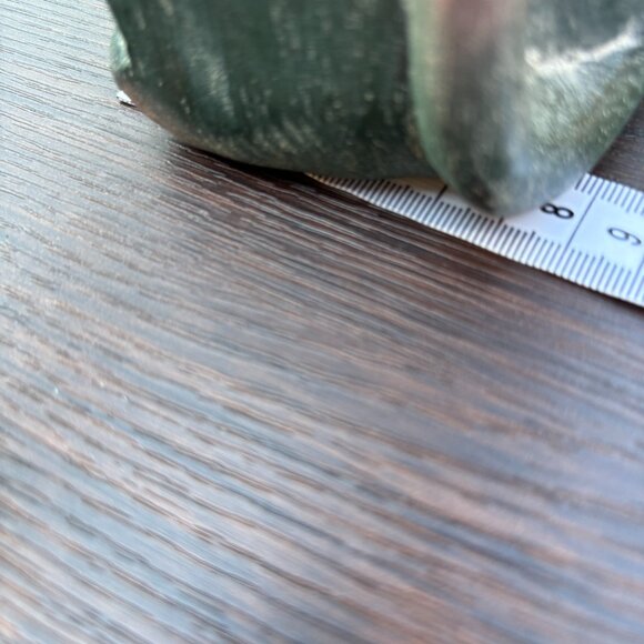 Vintage Hand Carved Wooden Cat Figurine with Bow Tie MCM Folk Art Green Cat - Picture 12 of 12